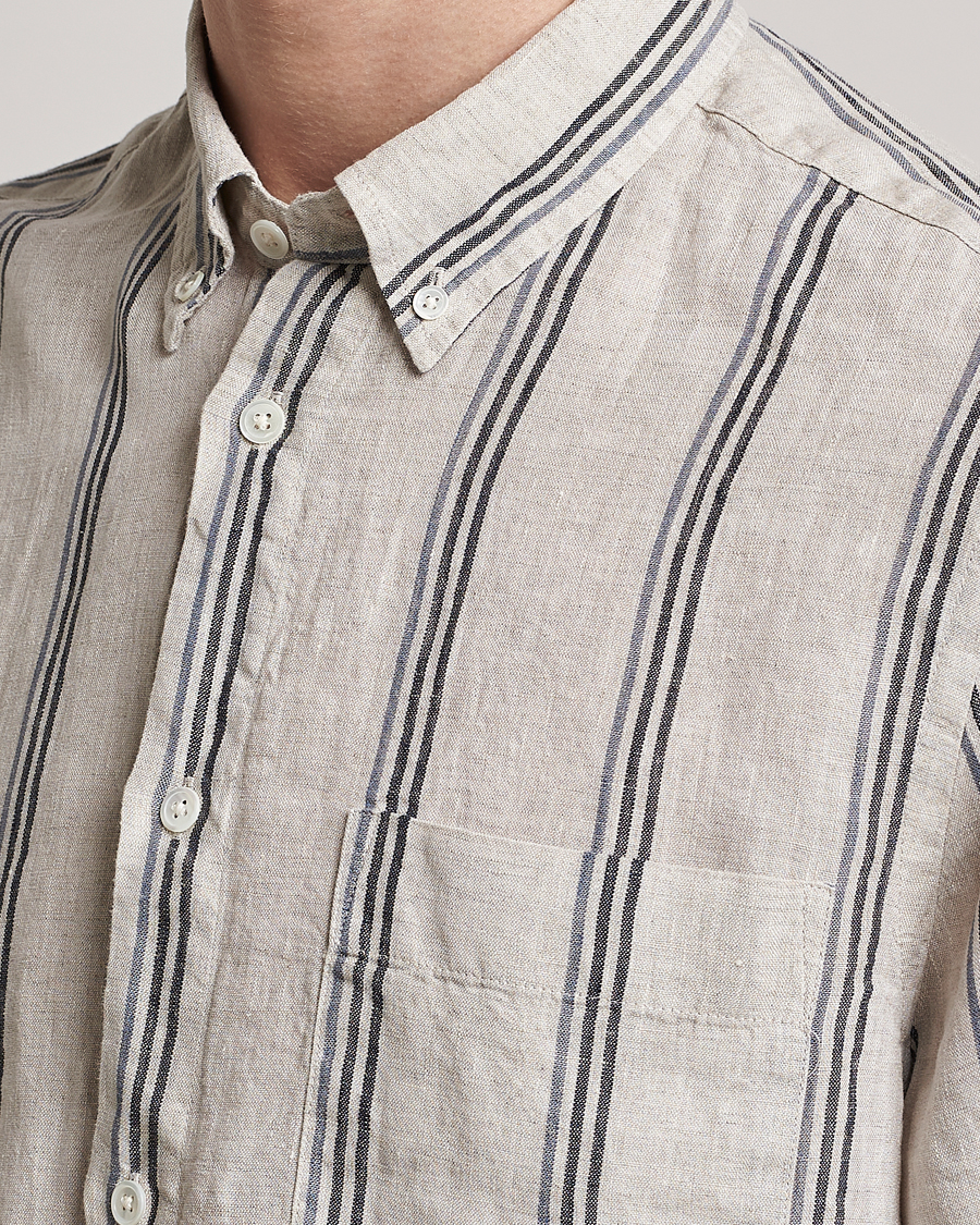 Herre | Skjorter | NN07 | Arne Strinped Linen Shirt Oat