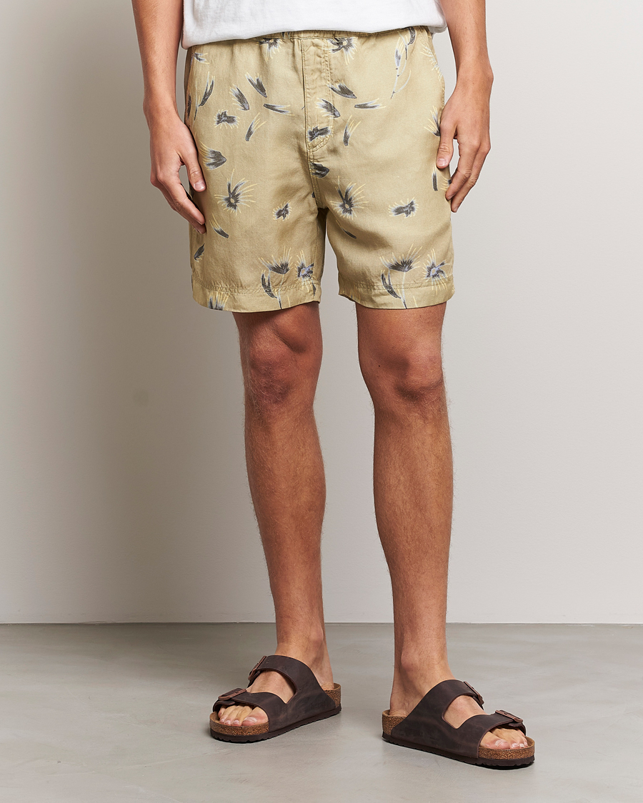 Herre | Shorts | NN07 | Warren Tencel/Linen Printed Shorts Pale Olive