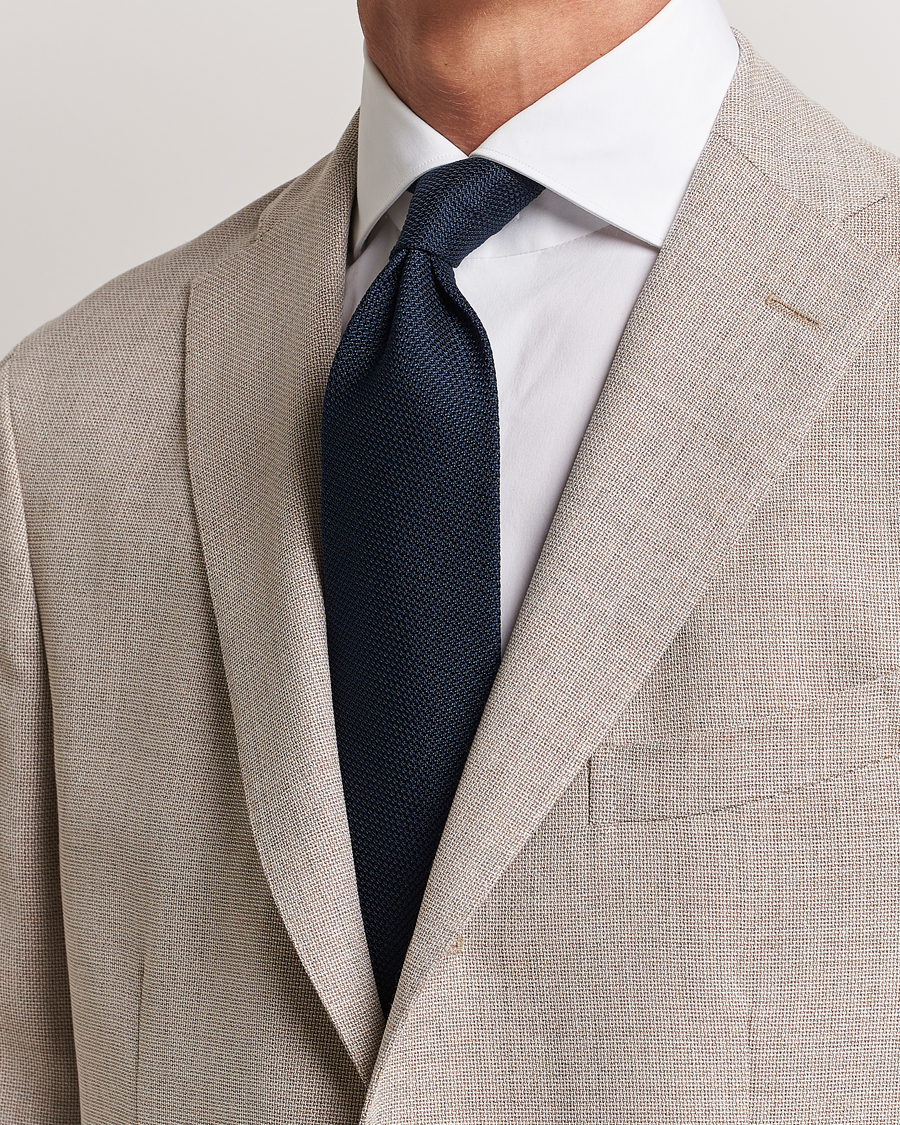 Herre | Finamore Napoli Grenadine Silk Tie Navy | Finamore Napoli | Grenadine Silk Tie Navy