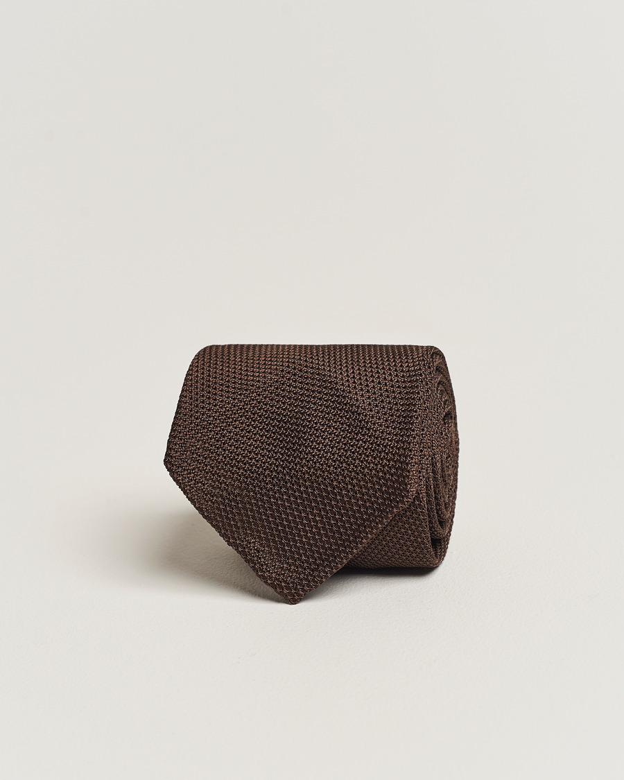 Herre | Finamore Napoli Grenadine Silk Tie Dark Brown | Finamore Napoli | Grenadine Silk Tie Dark Brown