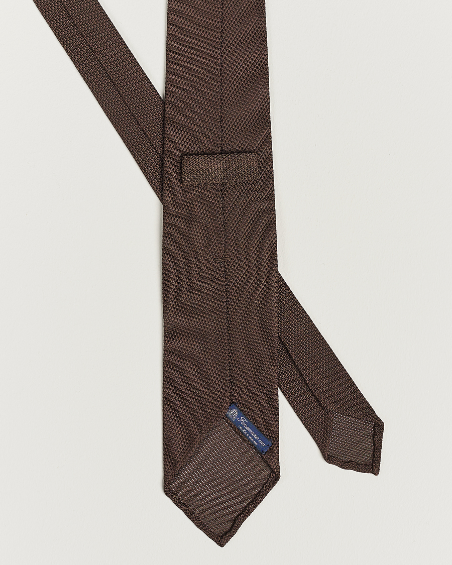 Herre | Finamore Napoli Grenadine Silk Tie Dark Brown | Finamore Napoli | Grenadine Silk Tie Dark Brown