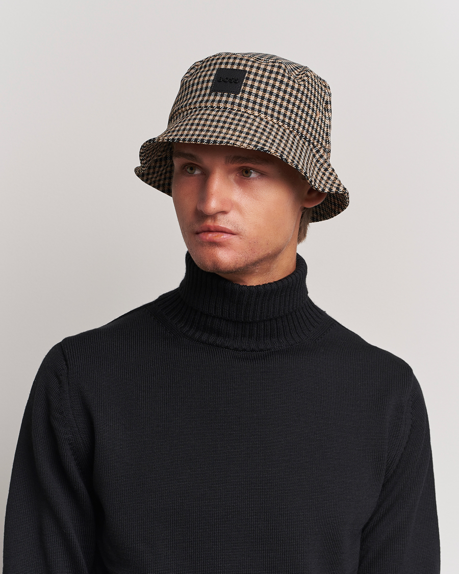 Herre |  | BOSS BLACK | Saul Checked Bucket Hat Medium Beige