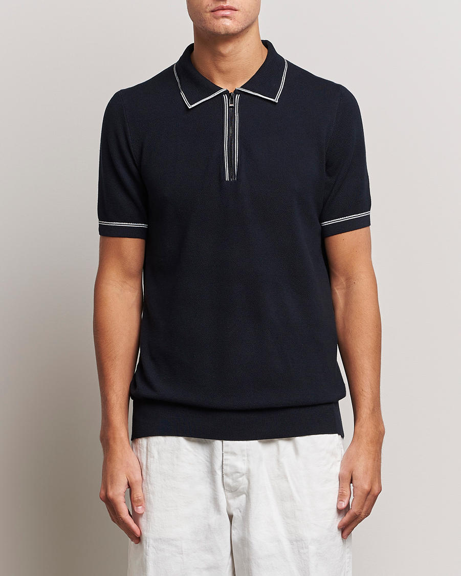 Herre | Polotrøjer | BOSS BLACK | Oleonardo Knitted Half Zip Polo Dark Blue