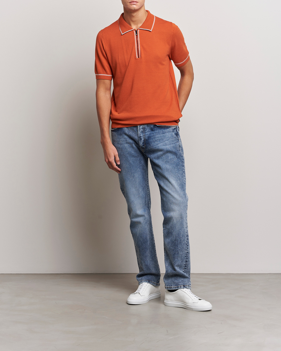 Herre | Polotrøjer | BOSS BLACK | Oleonardo Knitted Half Zip Polo Dark Orange
