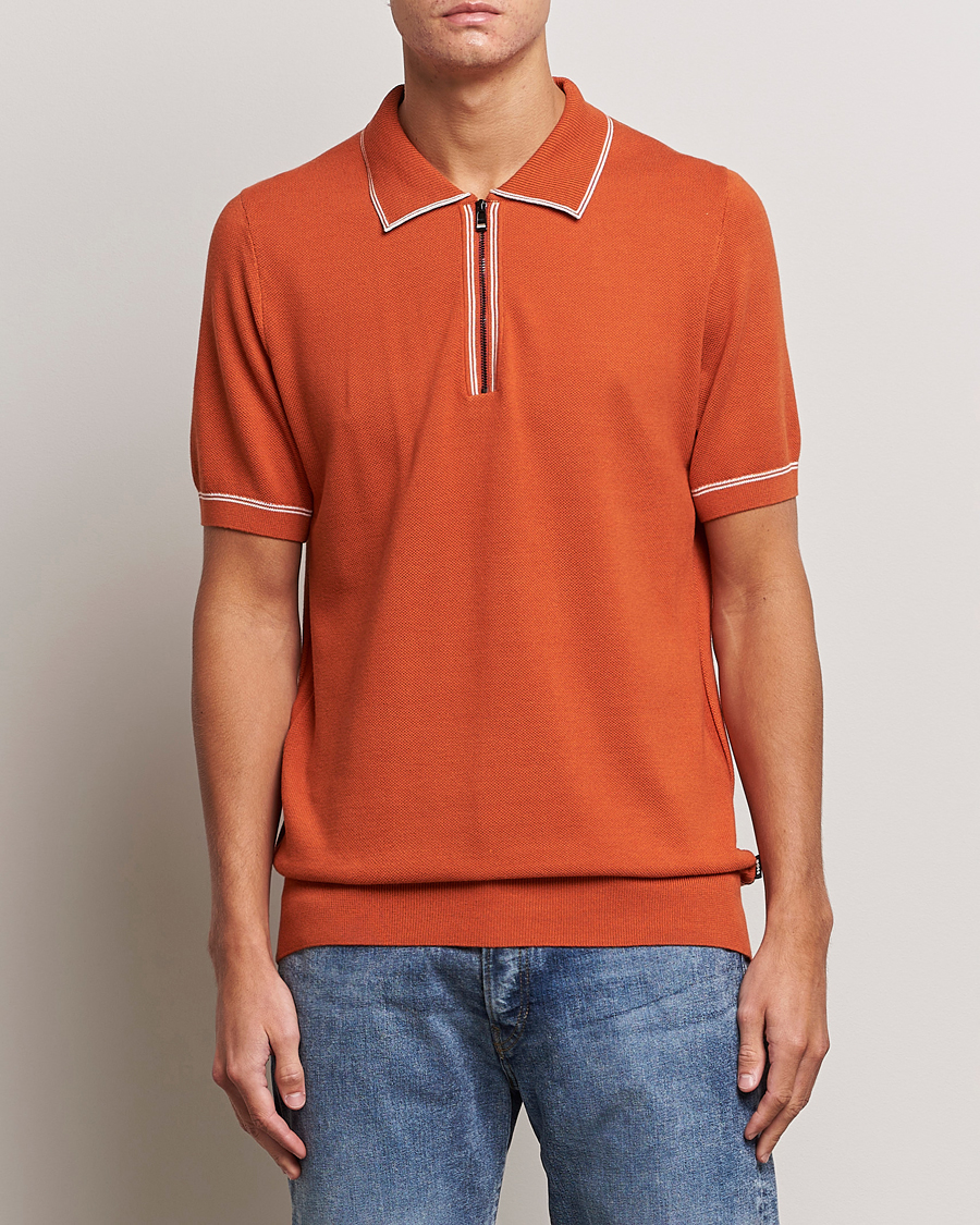Herre | Polotrøjer | BOSS BLACK | Oleonardo Knitted Half Zip Polo Dark Orange