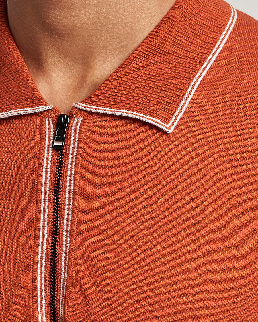 Herre | Polotrøjer | BOSS BLACK | Oleonardo Knitted Half Zip Polo Dark Orange