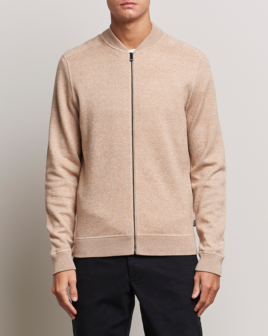 Herre | Trøjer | BOSS BLACK | Onorto Full Zip Sweater Medium Beige
