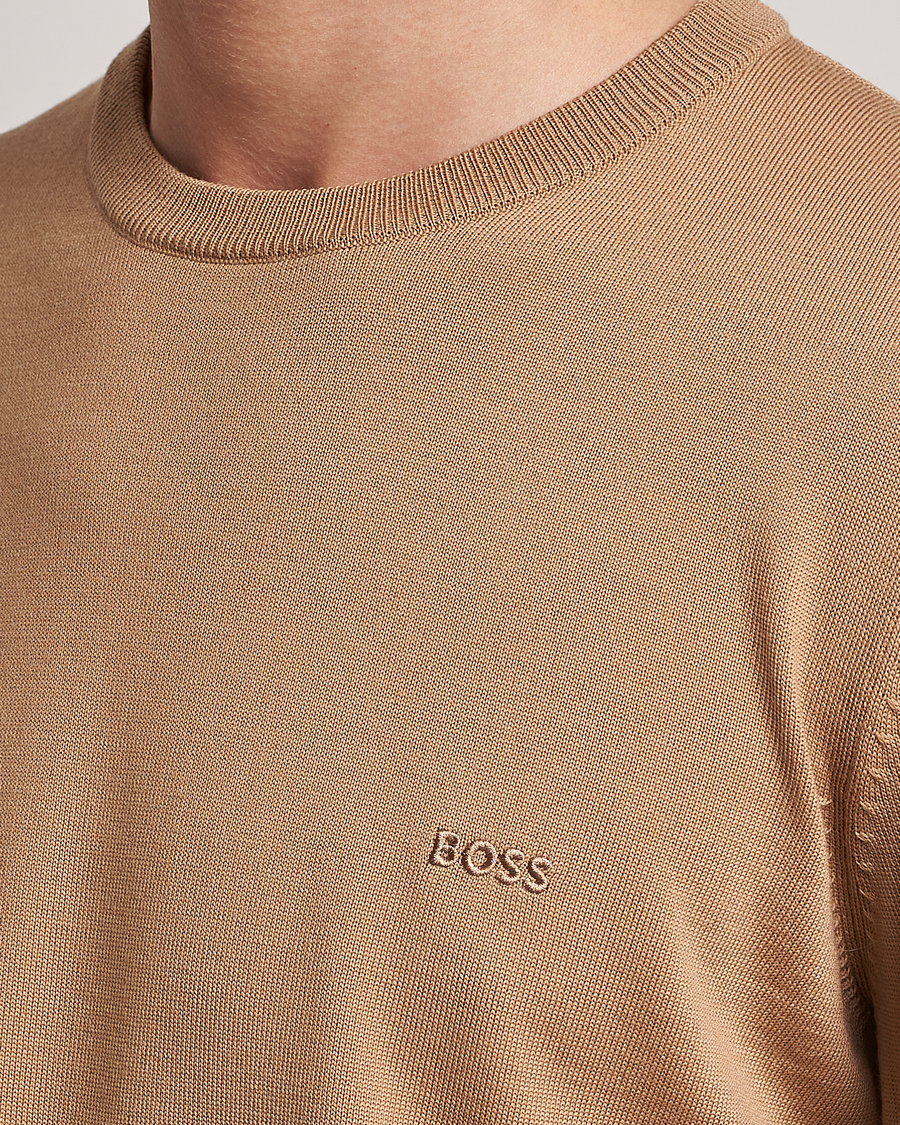 Herre | Trøjer | BOSS BLACK | Botto Wool Knitted Crew Neck Sweater Medium Beige
