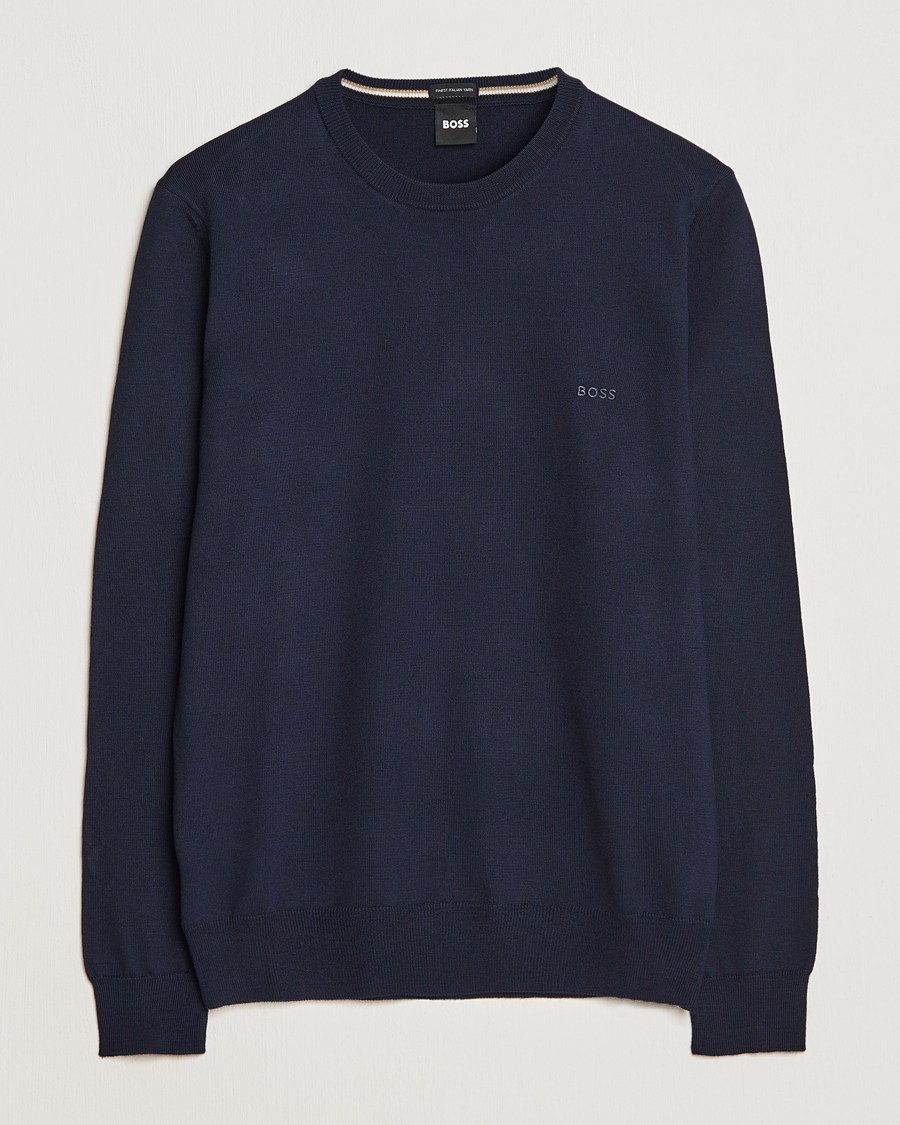 Herre | Trøjer | BOSS BLACK | Botto Merino Knitted Pullover Dark Blue
