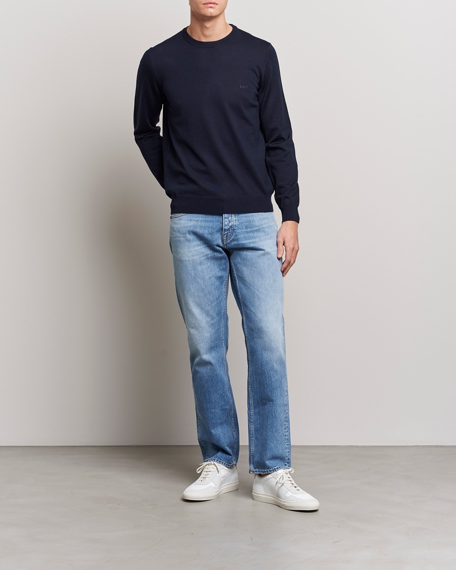 Herre | Trøjer | BOSS BLACK | Botto Merino Knitted Pullover Dark Blue