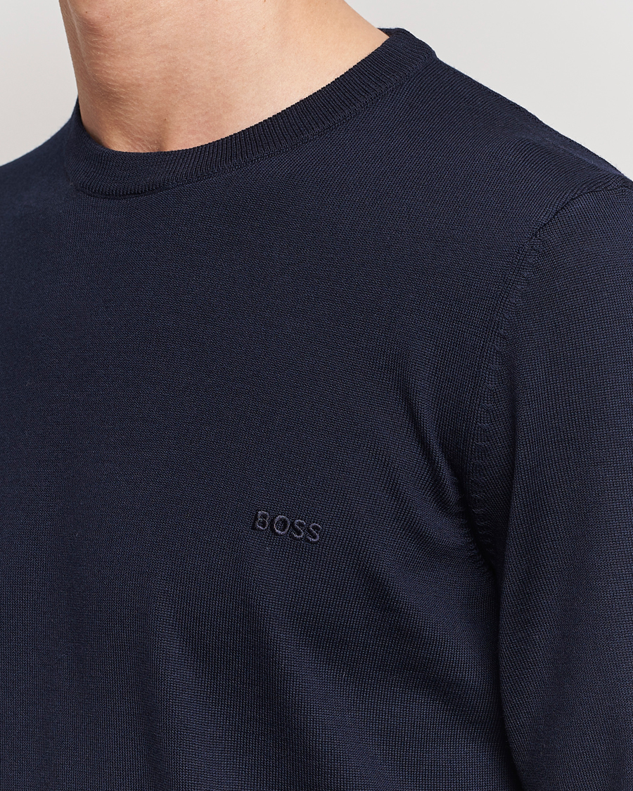 Herre | Trøjer | BOSS BLACK | Botto Merino Knitted Pullover Dark Blue