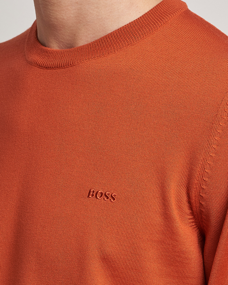 Herre | Trøjer | BOSS BLACK | Botto Wool Knitted Crew Neck Sweater Dark Orange
