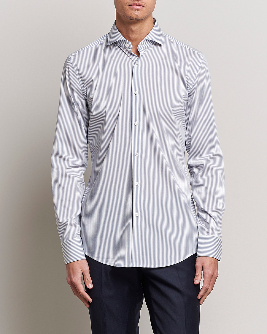 Herre | 40% udsalg | BOSS BLACK | Hank 4-Way Striped Stretch Shirt Open Blue