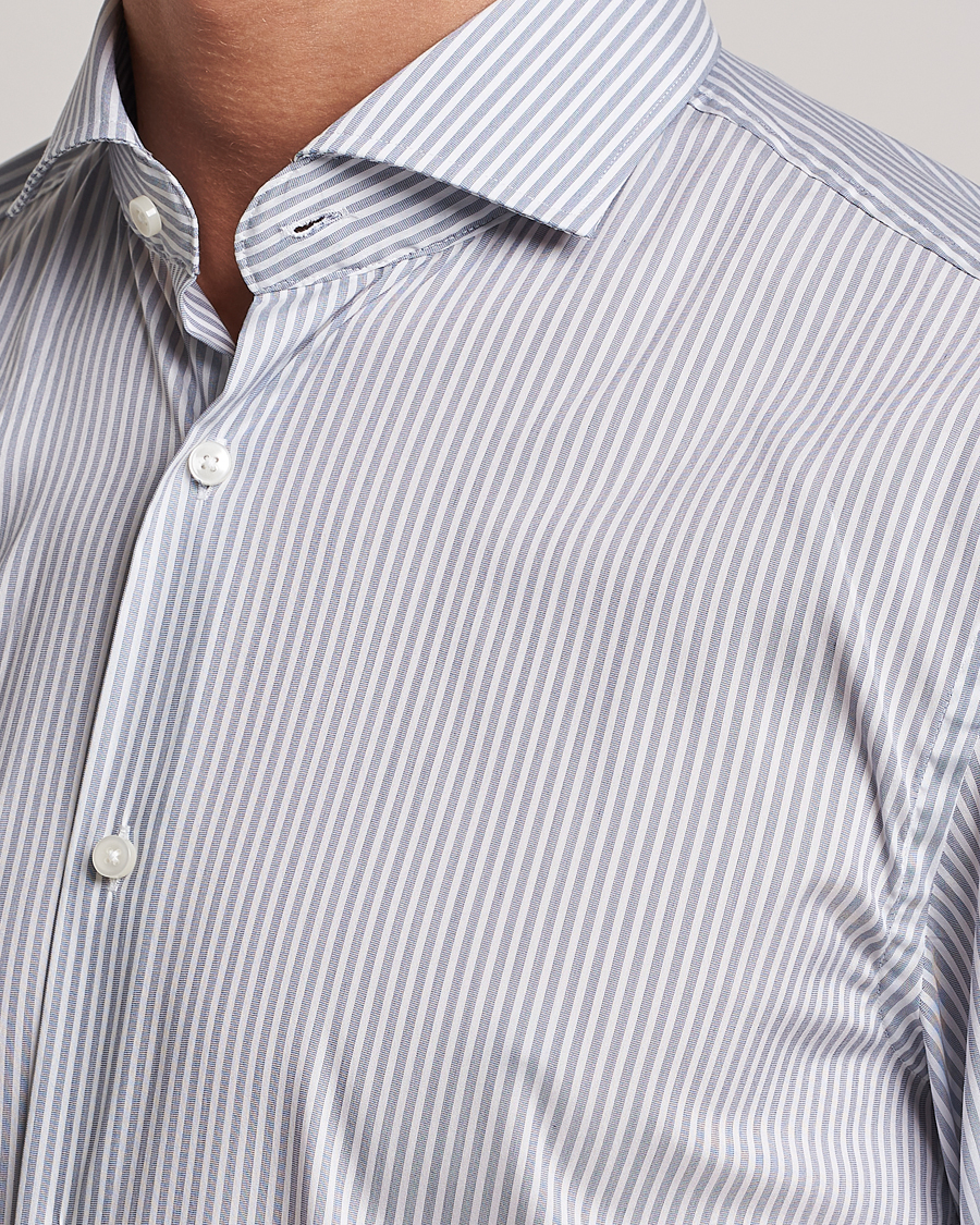Herre | Skjorter | BOSS BLACK | Hank 4-Way Striped Stretch Shirt Open Blue