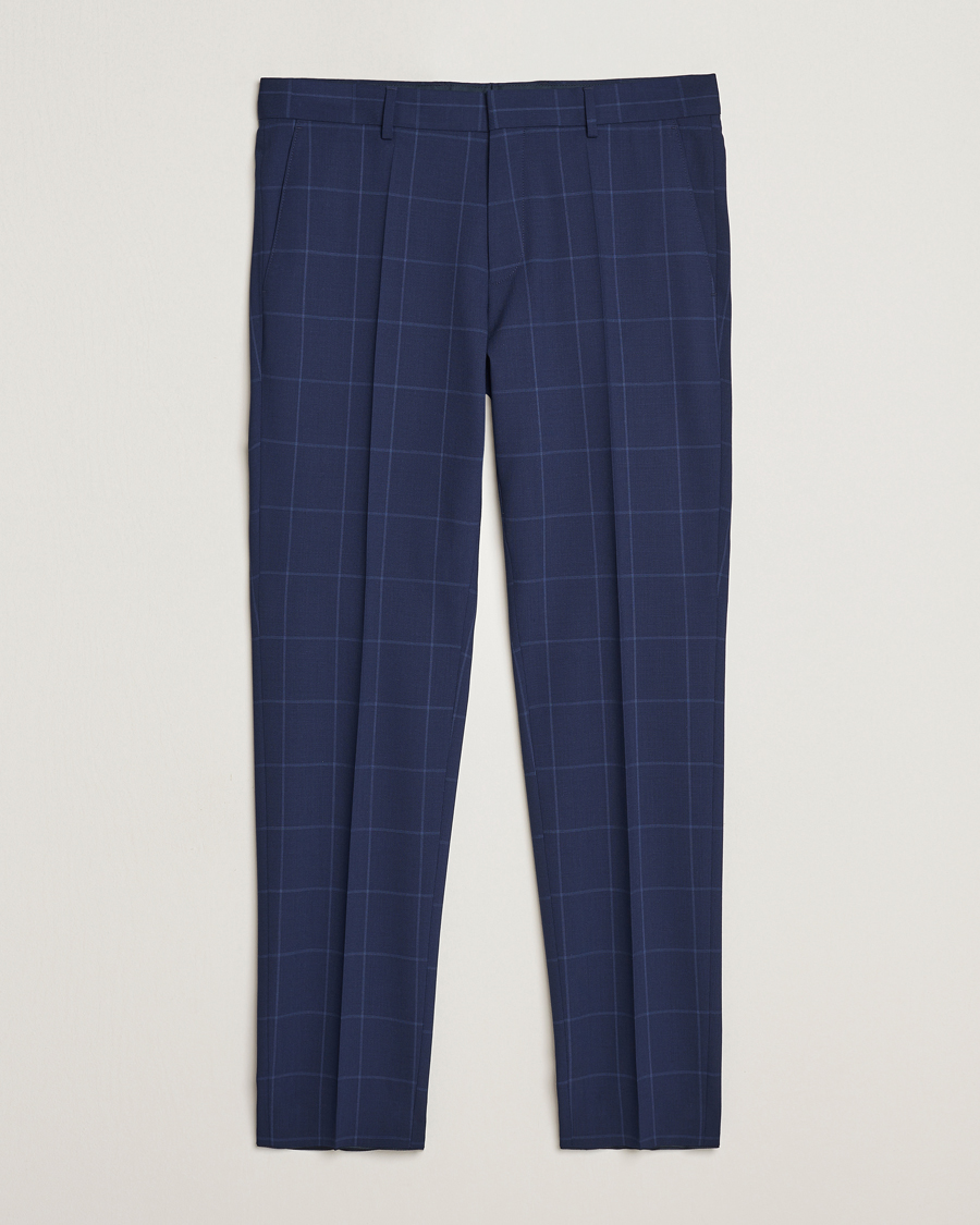 Herre | Bukser | BOSS BLACK | Genius Checked Suit Trousers Dark Blue