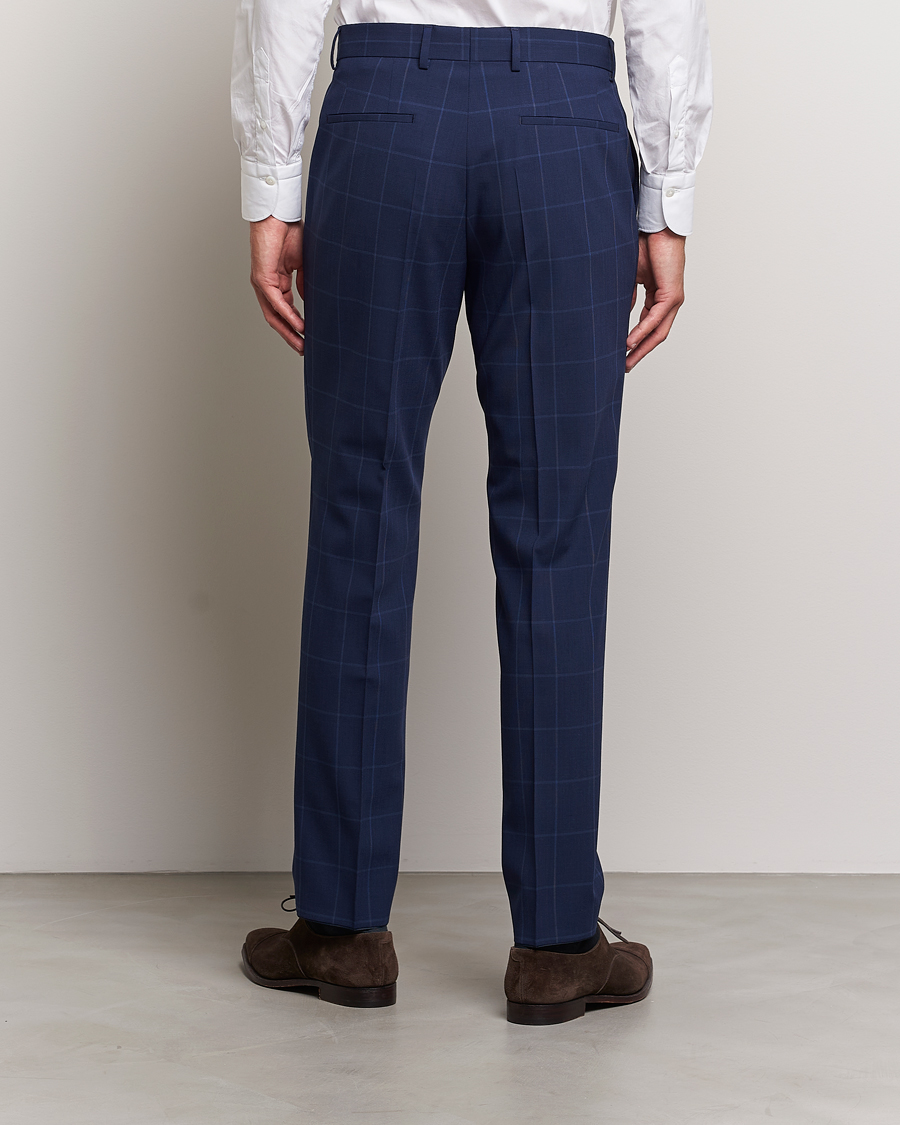 Herre | Bukser | BOSS BLACK | Genius Checked Suit Trousers Dark Blue