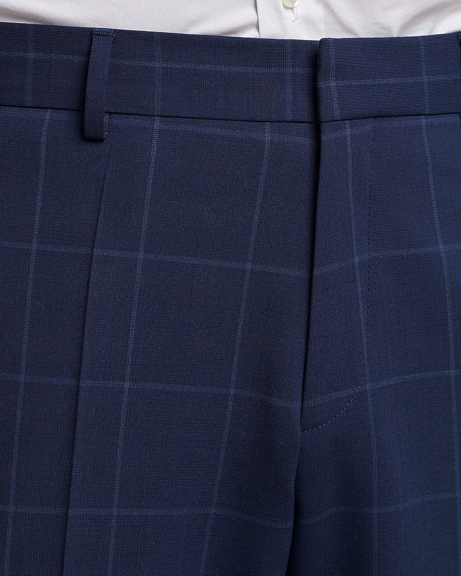 Herre | Bukser | BOSS BLACK | Genius Checked Suit Trousers Dark Blue