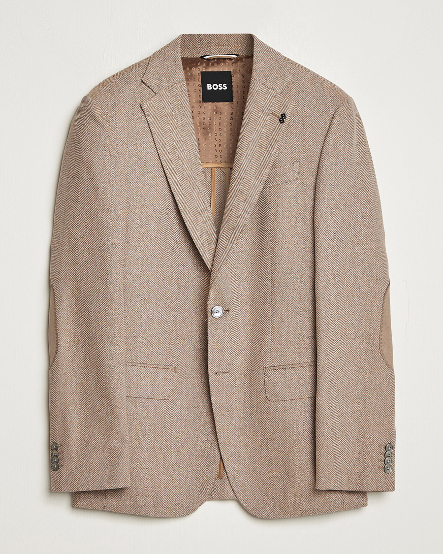 Herre | Blazere & jakker | BOSS BLACK | Huston Herringbone Blazer Medium Beige