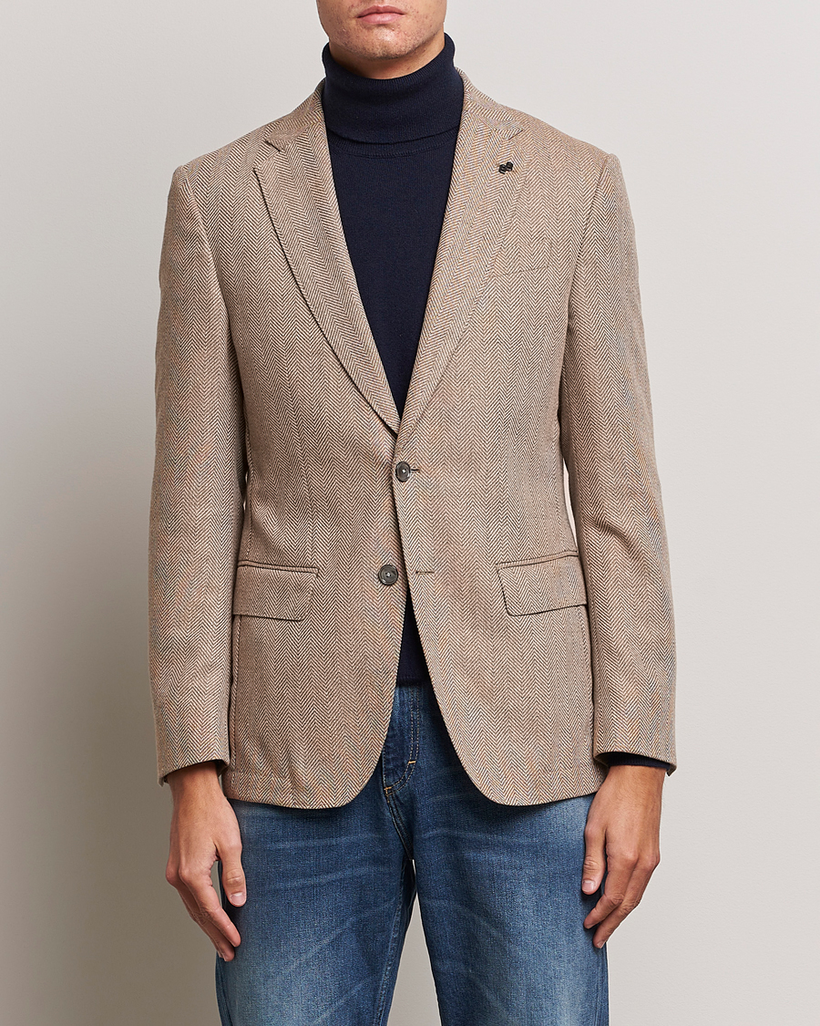 Herre | Tøj | BOSS BLACK | Huston Herringbone Blazer Medium Beige