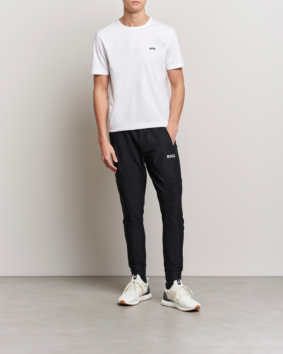 Herre | T-Shirts | BOSS GREEN | Curved Logo Crew Neck T-Shirt Natural
