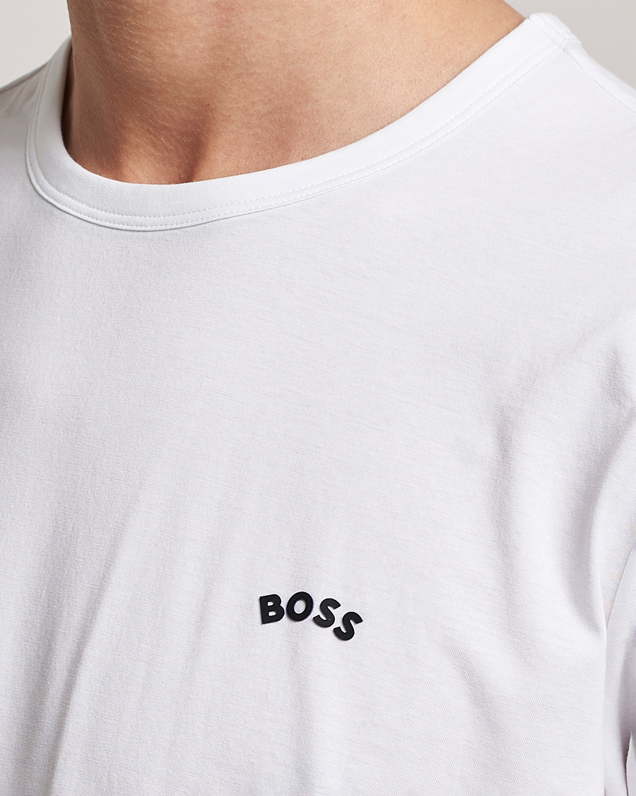Herre | T-Shirts | BOSS GREEN | Curved Logo Crew Neck T-Shirt Natural