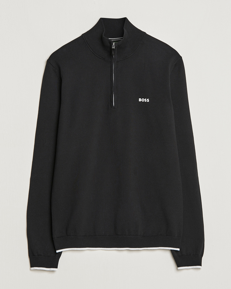 Herre | Trøjer | BOSS GREEN | Zallo Knitted Half Zip Sweater Black
