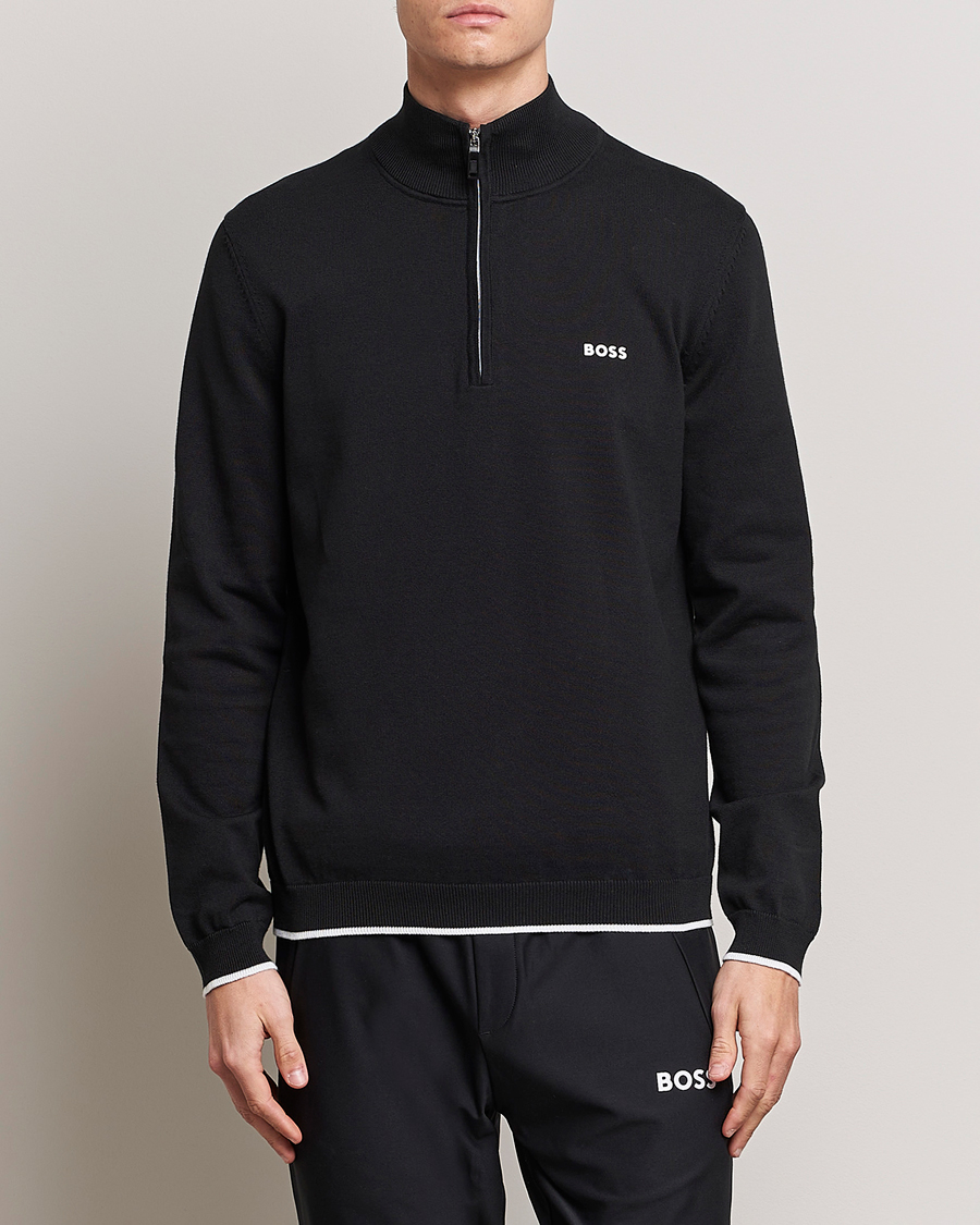 Herre | BOSS GREEN | BOSS GREEN | Zallo Knitted Half Zip Sweater Black