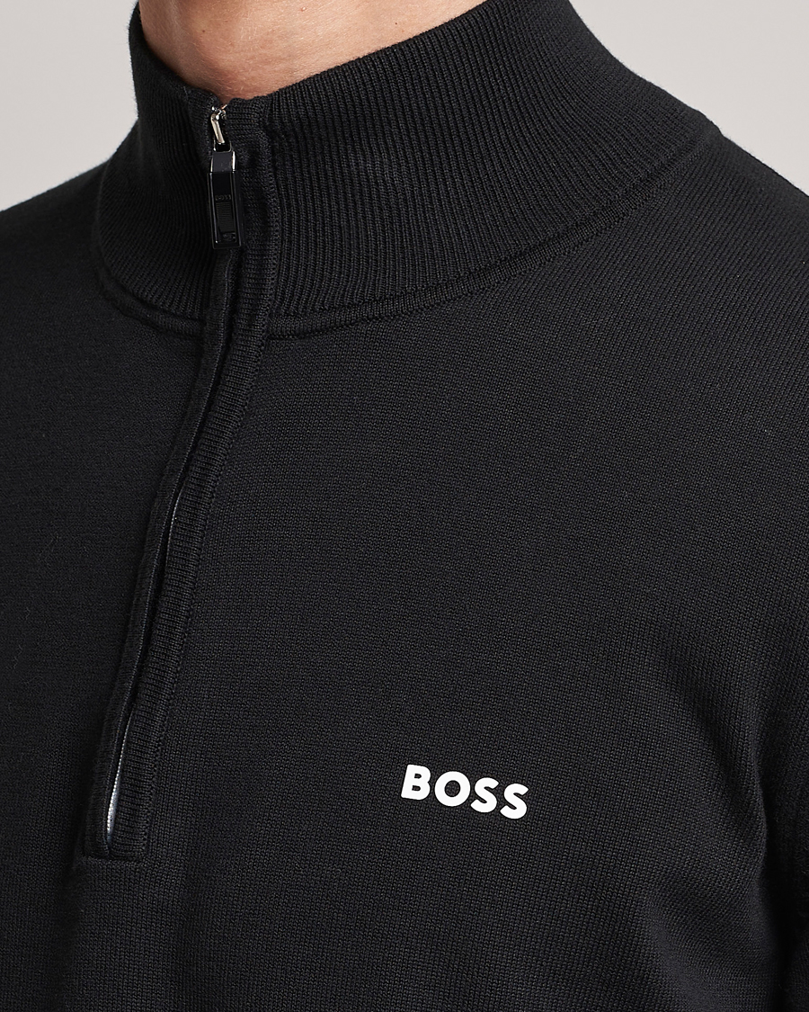 Herre | Trøjer | BOSS GREEN | Zallo Knitted Half Zip Sweater Black