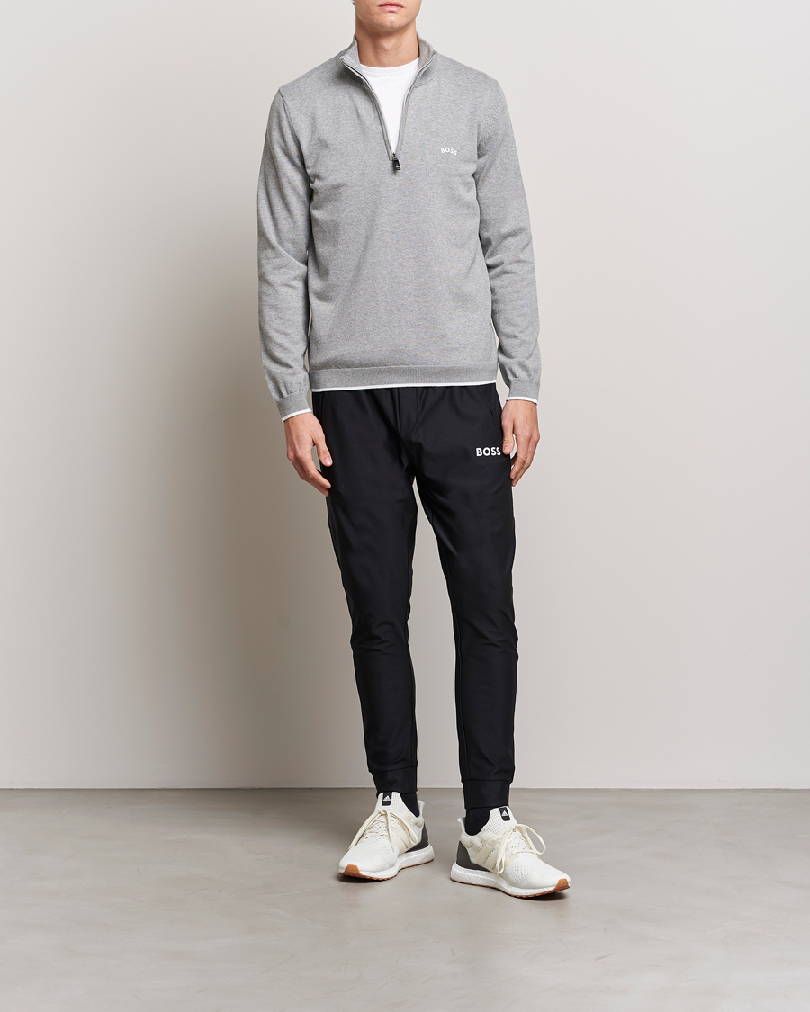 Herre | Trøjer | BOSS GREEN | Zallo Knitted Half Zip Sweater Light Grey