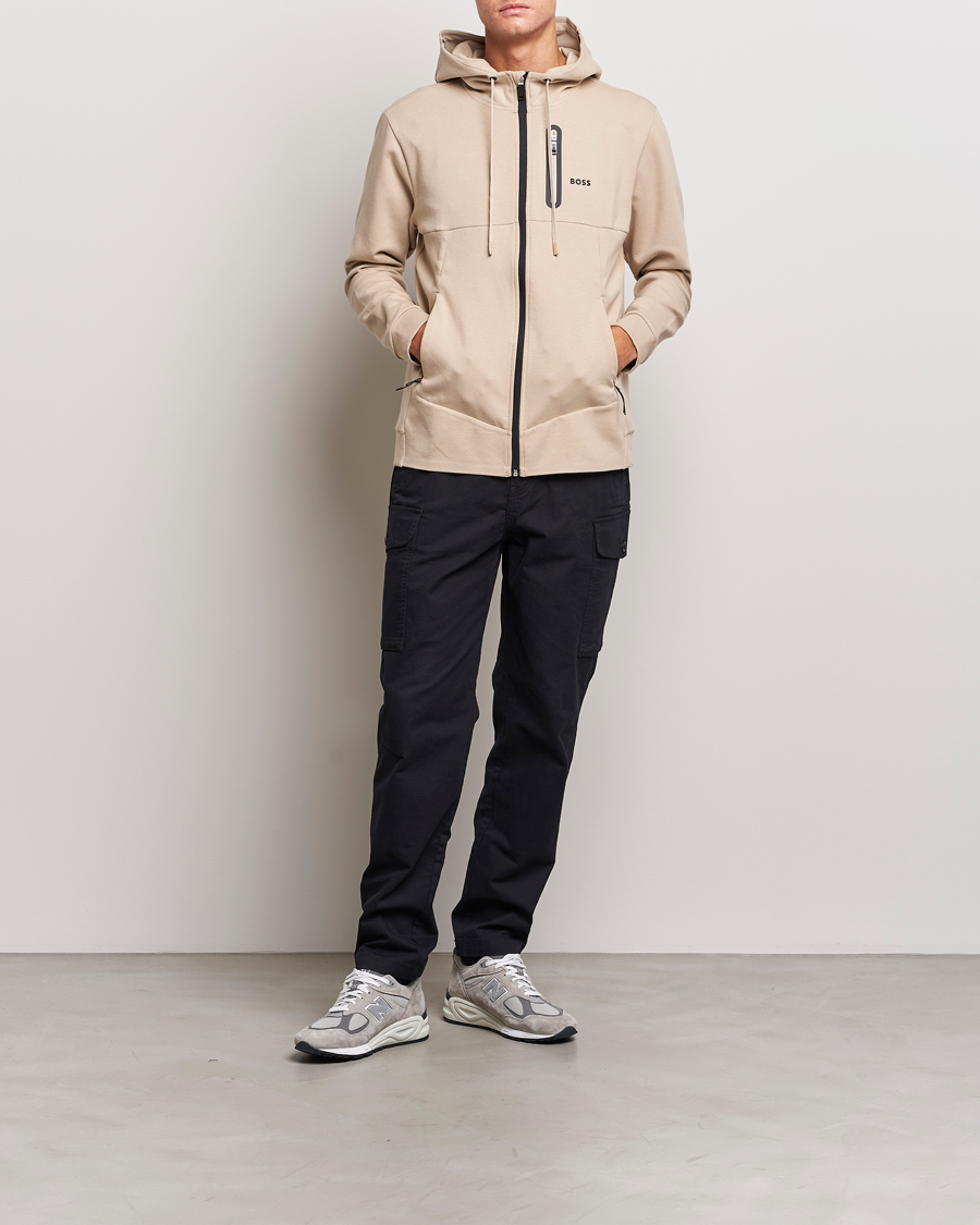 Herre | Trøjer | BOSS GREEN | Sariq Full Zip Hooded Sweater Medium Beige
