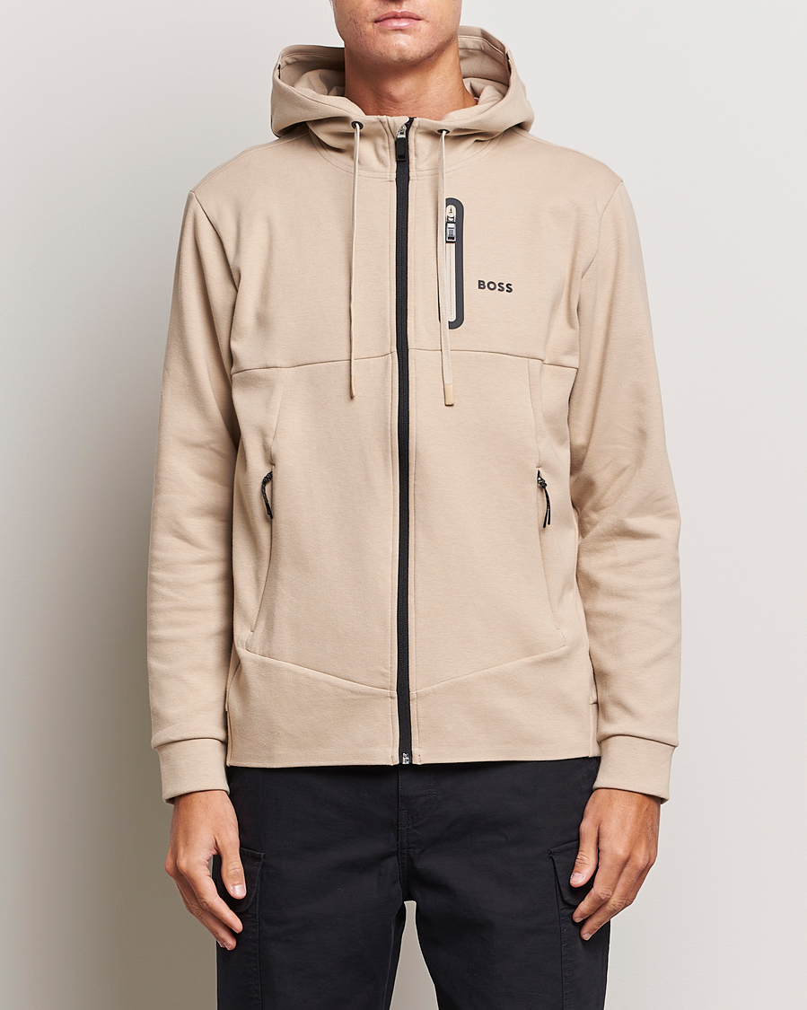 Herre | Udsalg | BOSS GREEN | Sariq Full Zip Hooded Sweater Medium Beige