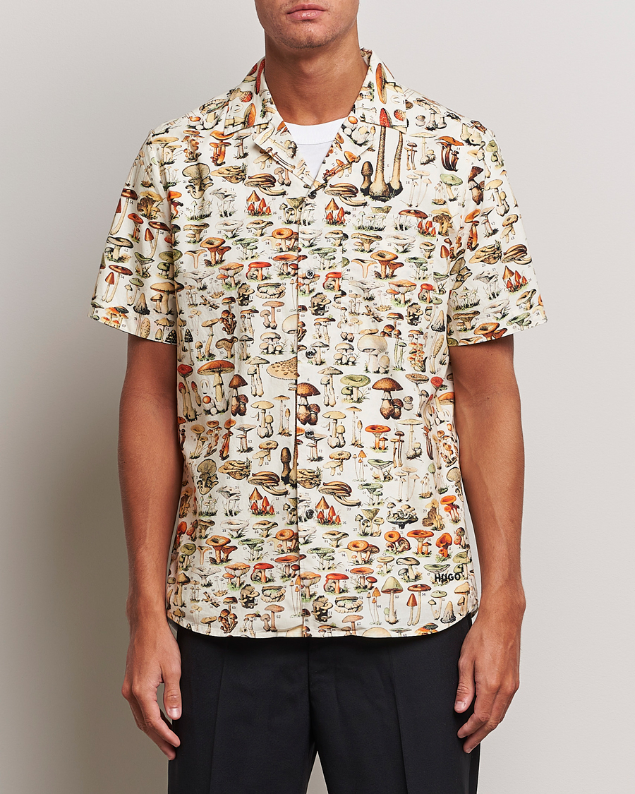 Herre | Kortærmede skjorter | HUGO | Ellino Mushroom Short Sleeve Shirt Beige Overflow