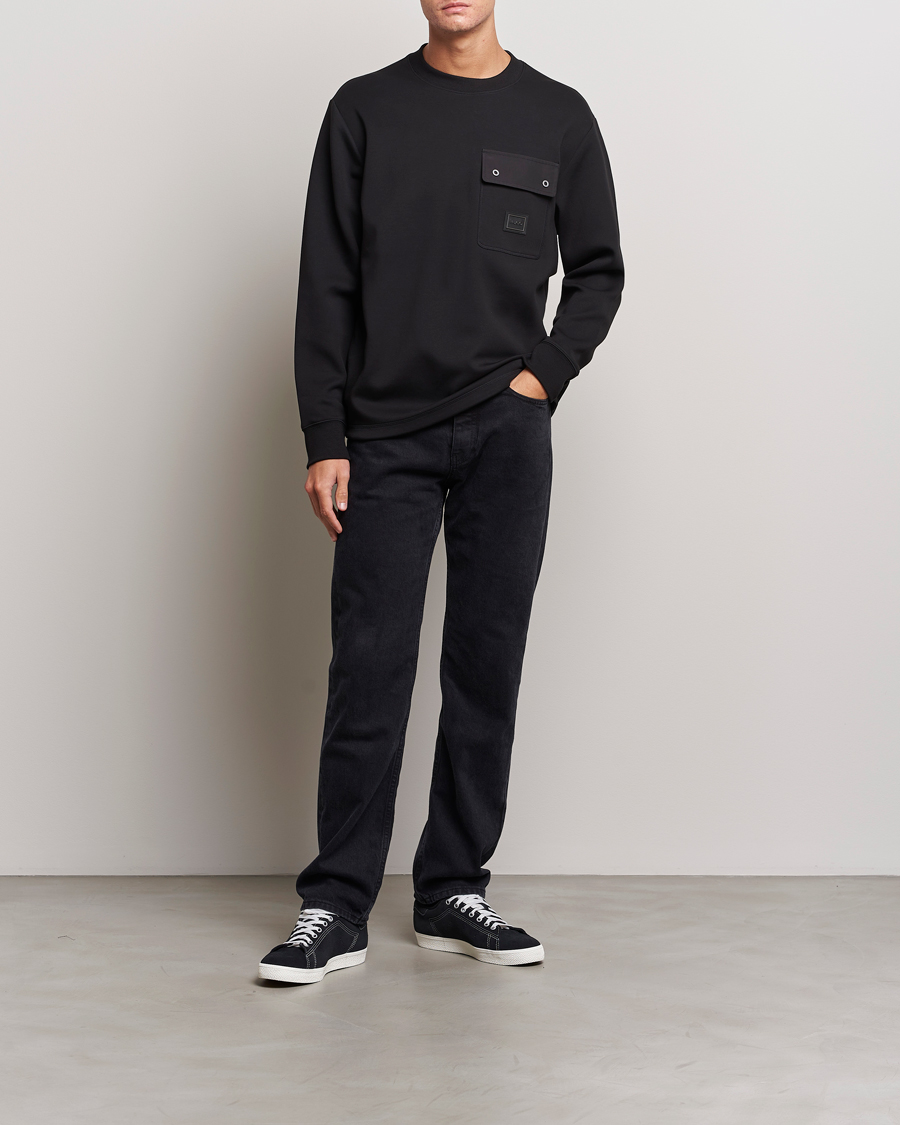 Herre | Trøjer | HUGO | Dhaluli Pocket Crew Neck Sweatshirt Black