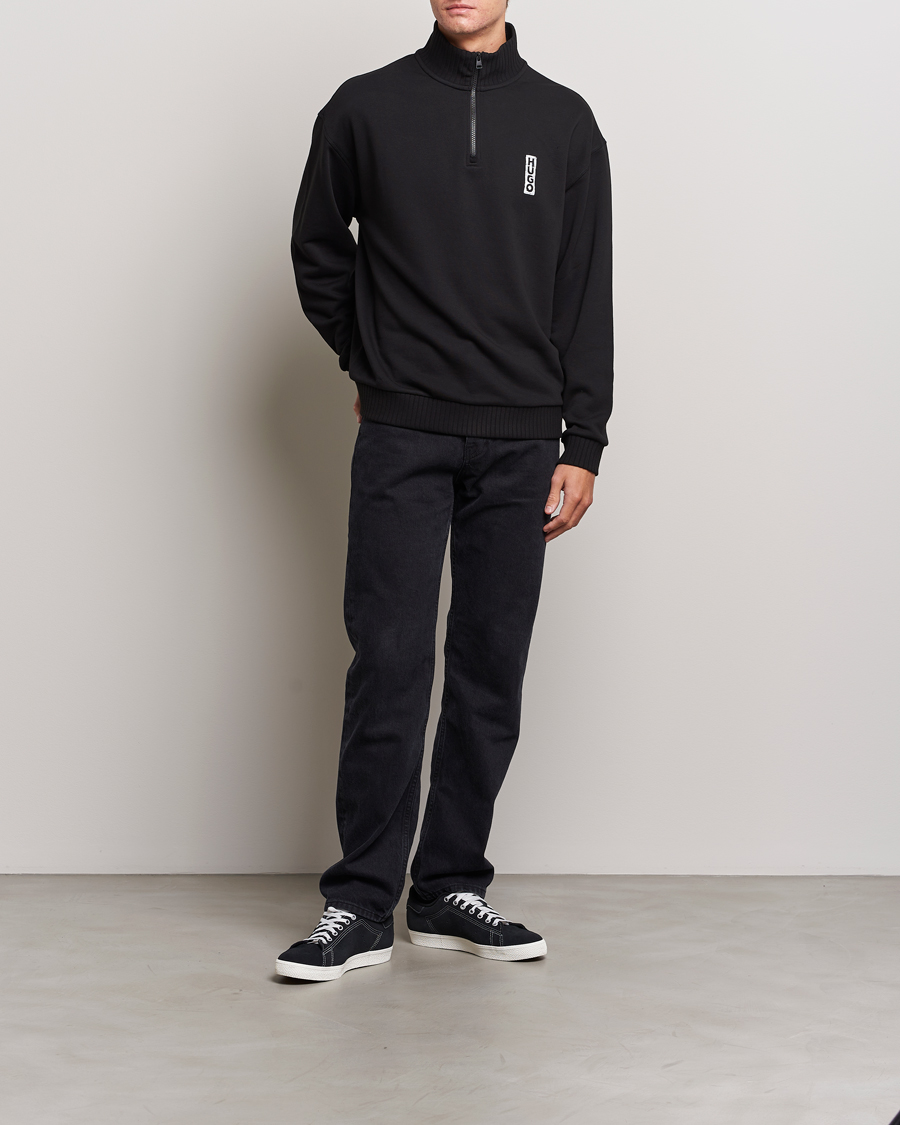 Herre | Trøjer | HUGO | Dutzagata Logo Half Zip Sweater Black