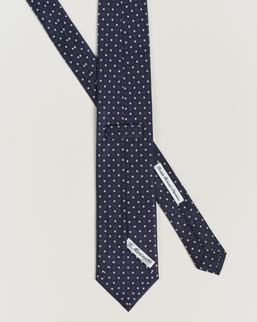 Herre | E. Marinella 3-Fold Printed Silk Tie Navy | E. Marinella | 3-Fold Printed Silk Tie Navy