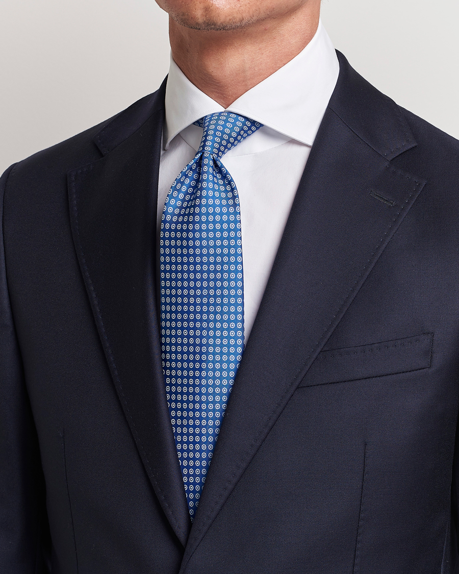 Herre | E. Marinella 3-Fold Printed Silk Tie Bluette | E. Marinella | 3-Fold Printed Silk Tie Bluette