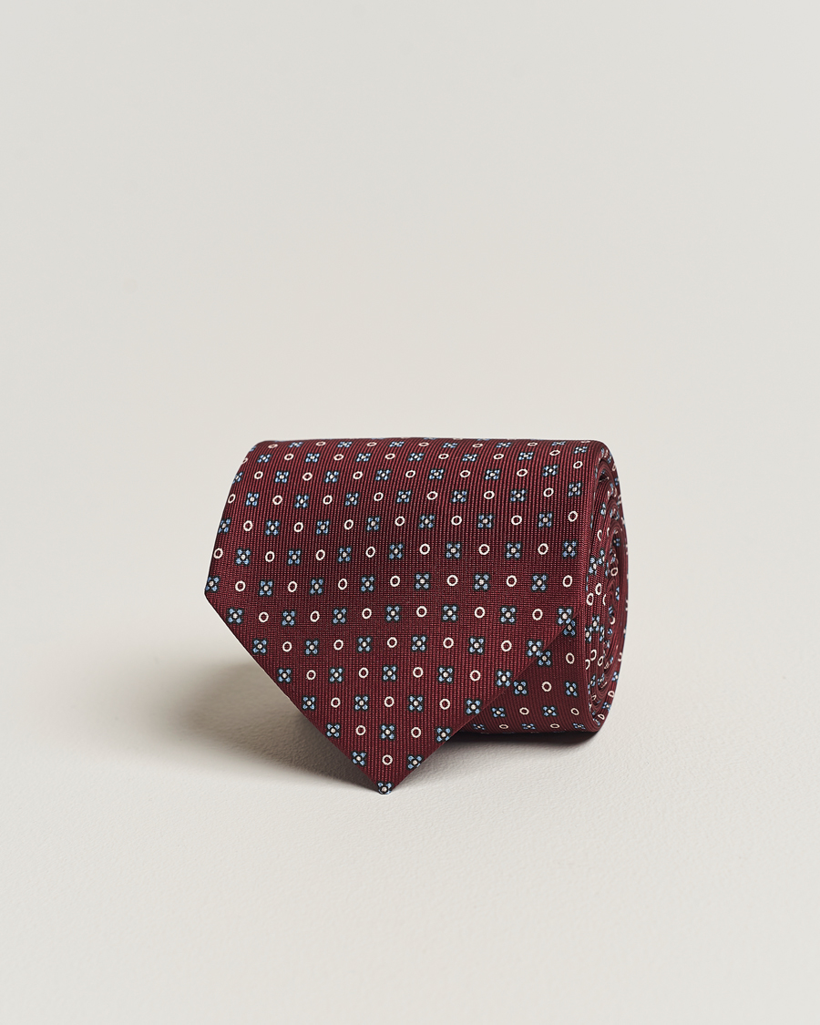 Herre | E. Marinella 3-Fold Printed Silk Tie Burgundy | E. Marinella | 3-Fold Printed Silk Tie Burgundy