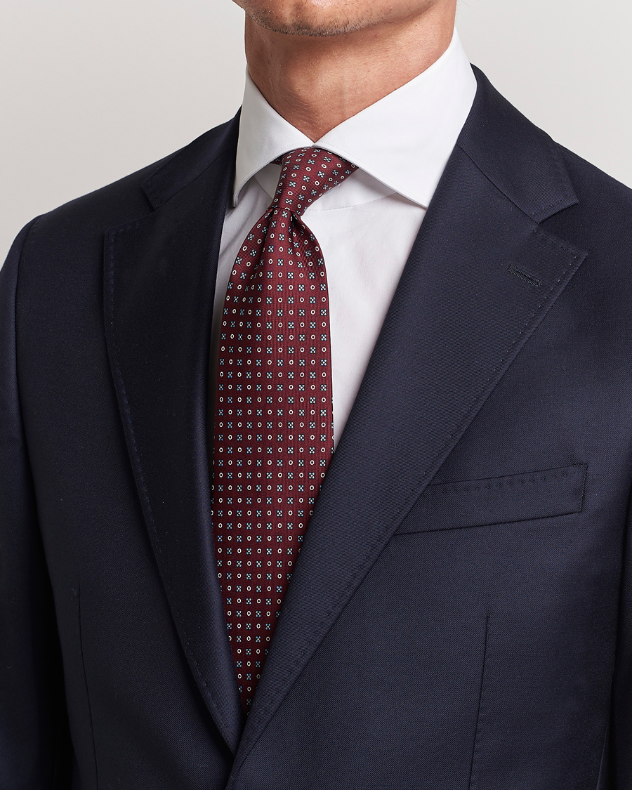 Herre | E. Marinella | E. Marinella | 3-Fold Printed Silk Tie Burgundy
