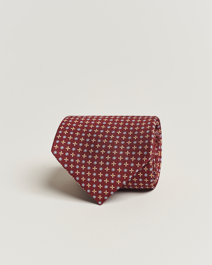 Herre | E. Marinella 3-Fold Printed Silk Tie Burgundy | E. Marinella | 3-Fold Printed Silk Tie Burgundy