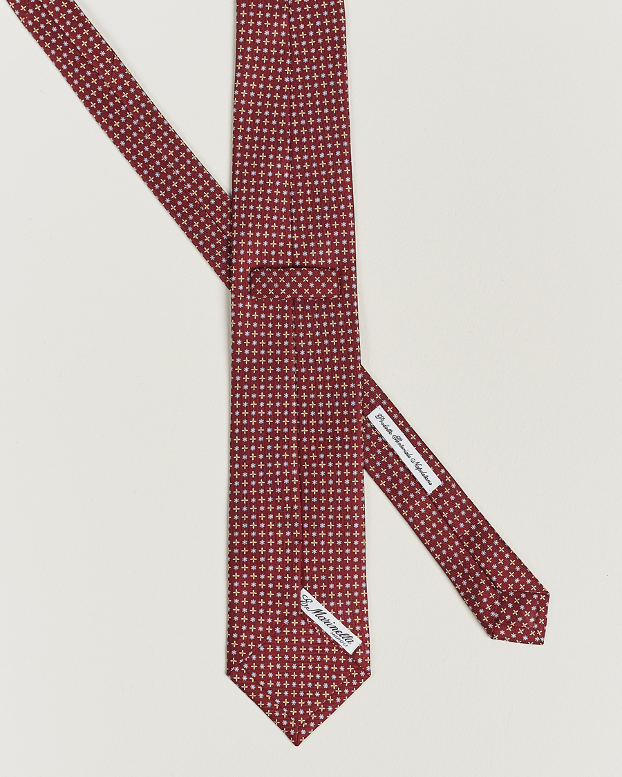 Herre | E. Marinella 3-Fold Printed Silk Tie Burgundy | E. Marinella | 3-Fold Printed Silk Tie Burgundy