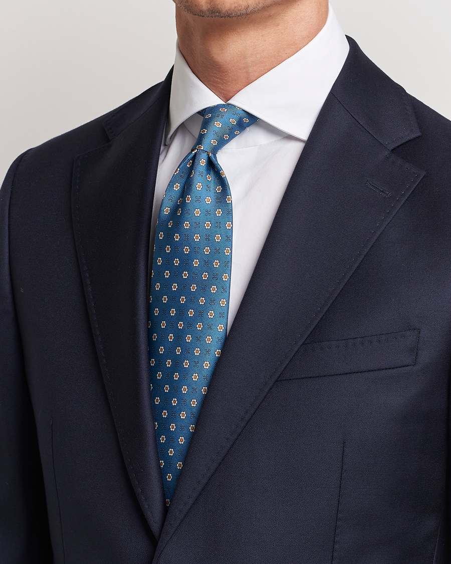 Herre |  | E. Marinella | 3-Fold Printed Silk Tie Blue