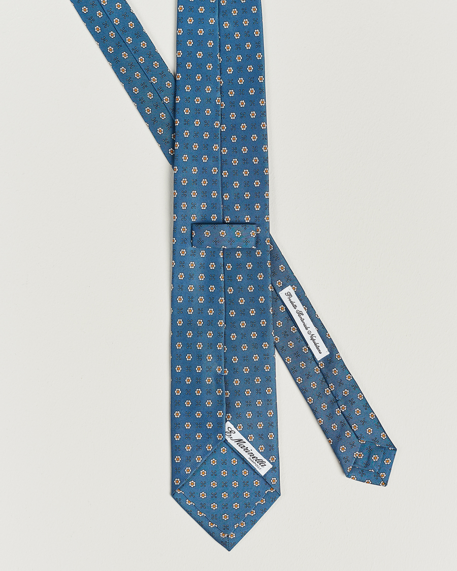 Herre | E. Marinella 3-Fold Printed Silk Tie Blue | E. Marinella | 3-Fold Printed Silk Tie Blue