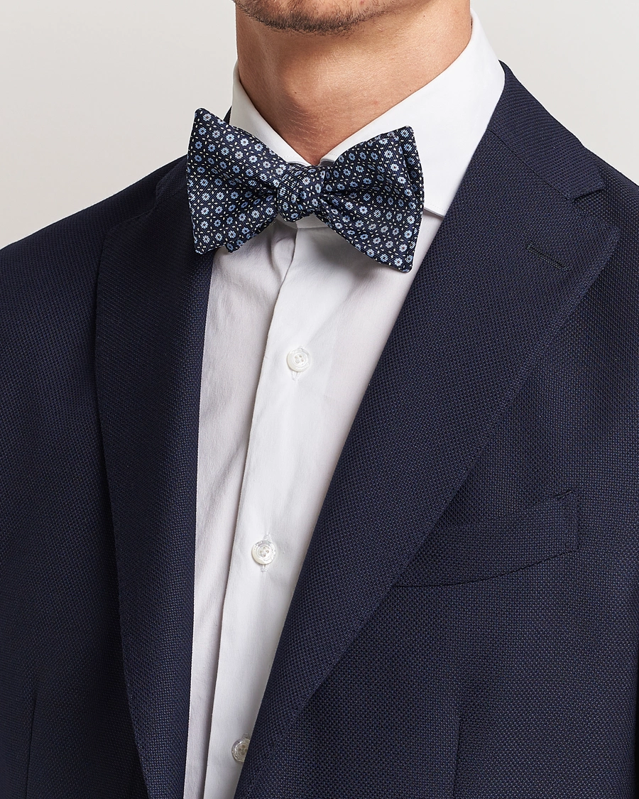 Herre | Butterfly | E. Marinella | Printed Silk Bow Tie Navy