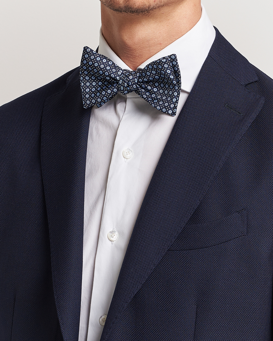 Herre | E. Marinella Printed Silk Bow Tie Navy | E. Marinella | Printed Silk Bow Tie Navy