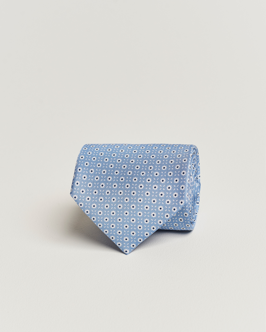 Herre | E. Marinella 3-Fold Printed Silk Tie Light Blue | E. Marinella | 3-Fold Printed Silk Tie Light Blue