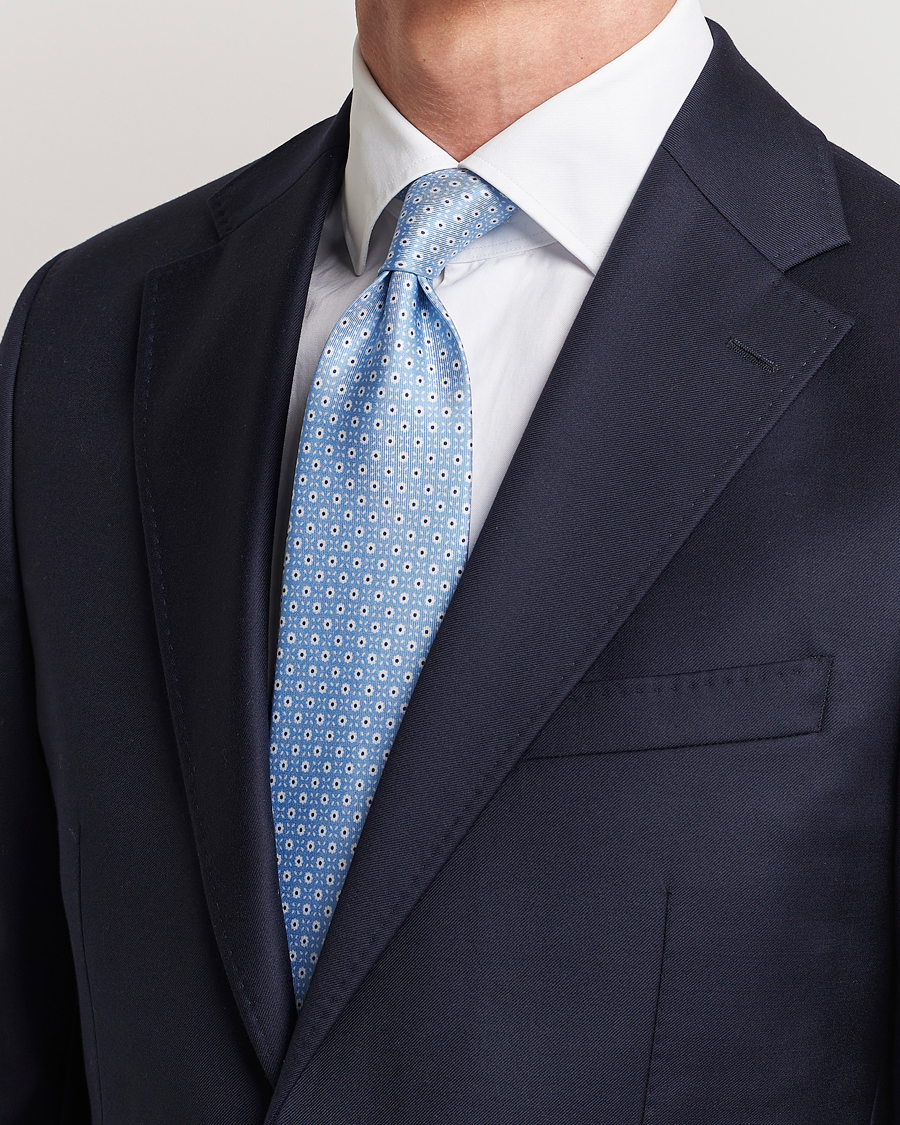 Herre | E. Marinella | E. Marinella | 3-Fold Printed Silk Tie Light Blue