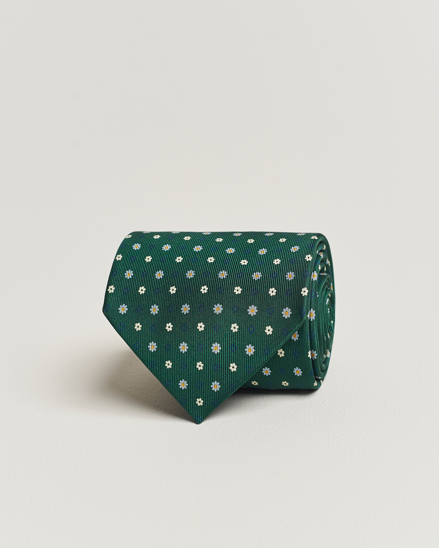 Herre | E. Marinella 3-Fold Printed Silk Tie Racing Green | E. Marinella | 3-Fold Printed Silk Tie Racing Green