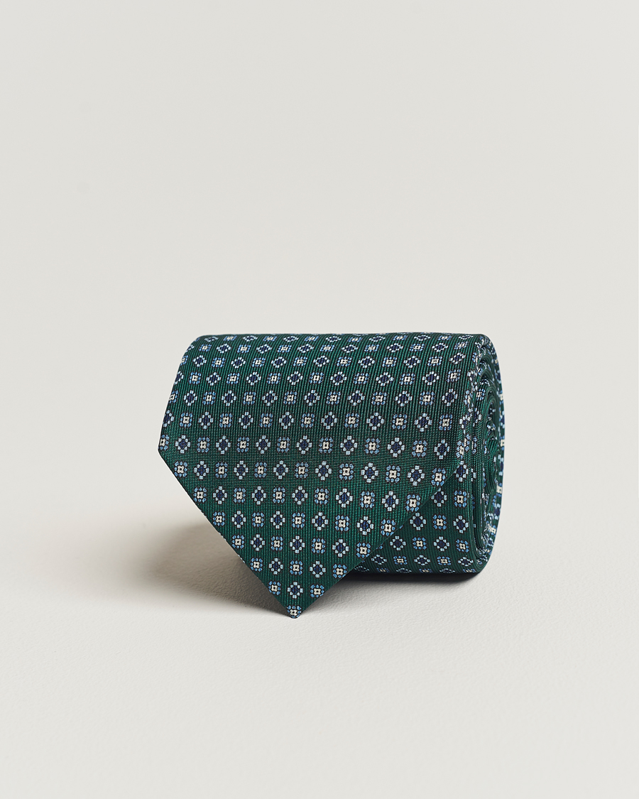 Herre | E. Marinella 3-Fold Printed Silk Tie Dark Green | E. Marinella | 3-Fold Printed Silk Tie Dark Green