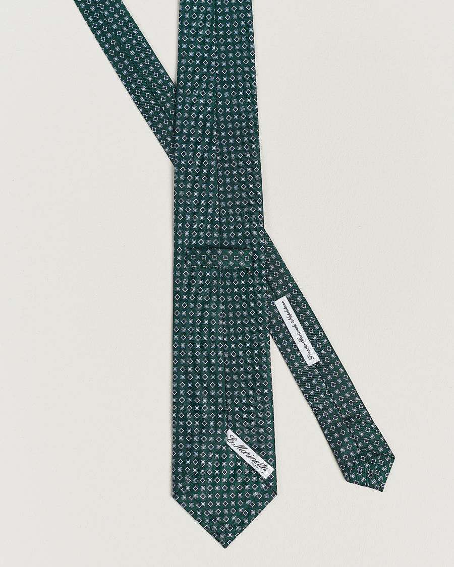 Herre | E. Marinella 3-Fold Printed Silk Tie Dark Green | E. Marinella | 3-Fold Printed Silk Tie Dark Green