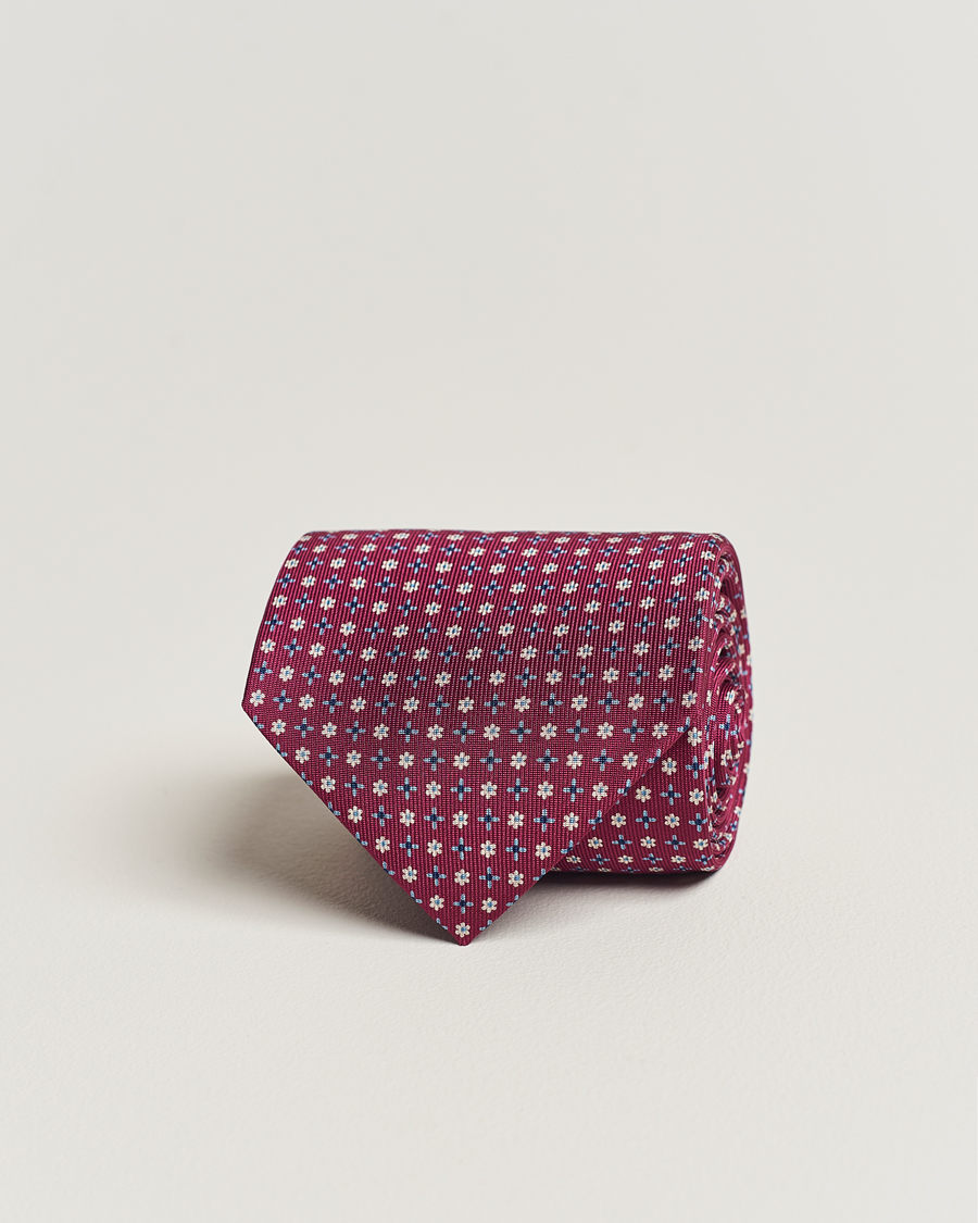 Herre | E. Marinella 3-Fold Printed Silk Tie Dark Pink | E. Marinella | 3-Fold Printed Silk Tie Dark Pink